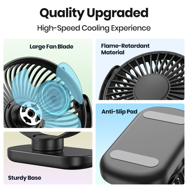 TOPK Mini USB Desk Fan, 3-Speed Adjustable Airflow, Low Noise Quiet Operation, 360° Flexible Rotation, Compact Portable Design for Home, Office & Bedroom