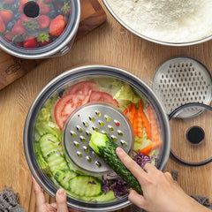 MIU Stainless Steel Mixing Bowls with Lids, 8 Piece Set, with 3 Grater Attachments