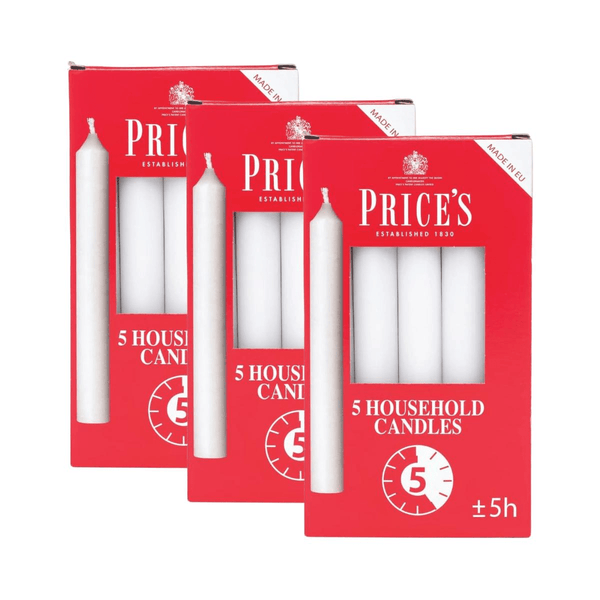 3 x Price'S Household Candles 5 Pack - 5 Hour Burn Time