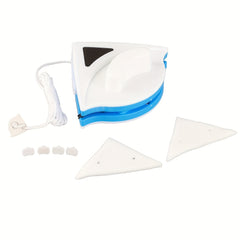 Magnetic Window Cleaning Tool with Dual Sides - a Reusable Glass Wiper Suitable for Single-Layer Glass Thickness of 3-8Mm, Featuring a White And Blue Design with a Hanging Loop, Requires No, Ideal for Home, Kitchen, Bathroom, Outdoor Use