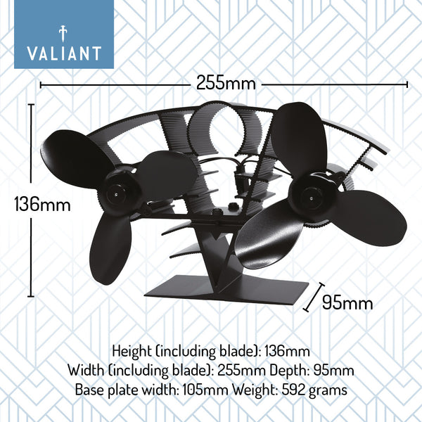 Valiant Whirlwind Heat Powered Stove Fan for Log Burners and Wood Stoves