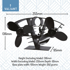 Valiant Whirlwind Heat Powered Stove Fan for Log Burners and Wood Stoves