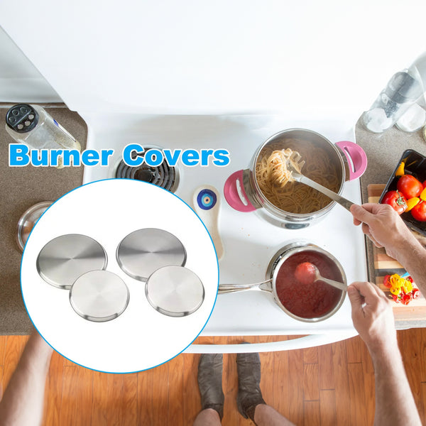 4pcs Hob Cover Set Stove Plate Cooker Top Burner Protector Silver Kit Home Kitchen Tools & Accessories Restaurants CANTEENS Worktop Savers