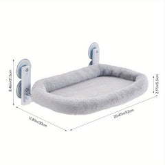 Foldable Cat Window Hammock Perch, Cat Window Bed with Powerful Suction Cup up to 18kg, Reversible Washable Cover Cat Hammock for Indoor Cats, Grey 52x30cm or 60x30cm