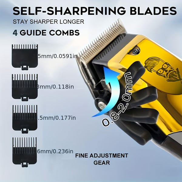 WEEME Golden 3pcs 2pcs 1pc Men's Hair Clipper Set, USB Rechargeable Hair Clippers, Trimmer And Shaver Kit, with Guide Combs & Cleaning Brushes, Grooming Gift Set for Men, Husband, Boyfriend, Dad Valentine's Day Gift
