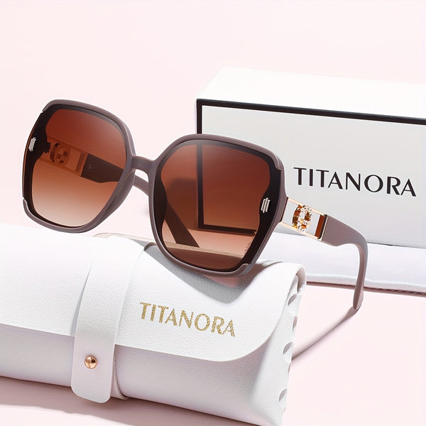 Luxury Golden Hinges | Unisex, Perfect for Casual Wear. Oversized Square Fashion Glasses - Stylish Cream PC Frame with Case and Cleaning Cloth.