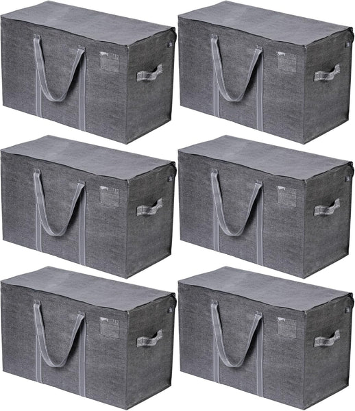 VENO 8 Pack Extra Large Moving Storage Bags with Zips, Heavy-Duty Organizer Tote, Moving Box Alternative, Packing Supply, Clothes Storage Bin, Tag Pocket for Label, Water-Resistant (Clear, 8 Pack)