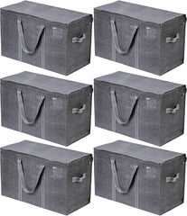 VENO 8 Pack Extra Large Moving Storage Bags with Zips, Heavy-Duty Organizer Tote, Moving Box Alternative, Packing Supply, Clothes Storage Bin, Tag Pocket for Label, Water-Resistant (Clear, 8 Pack)