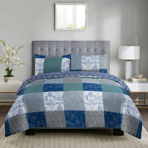 Luxury 4pcs Ditsy Floral Print Duvet Cover & Fitted Sheet Set – Modern Printed Geometric Reversible Microfiber Bedding Set with Pillowcases, Breathable, Fade Resistant, Easy Care, Available For Single, Double & king Bed