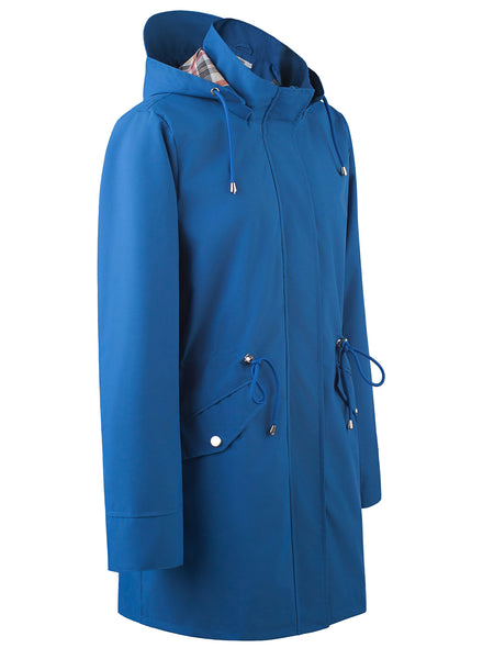 Drawstring Waist Hooded Zip Up Coat, Casual Long Sleeve Coat for Fall & Winter, Women's Clothing