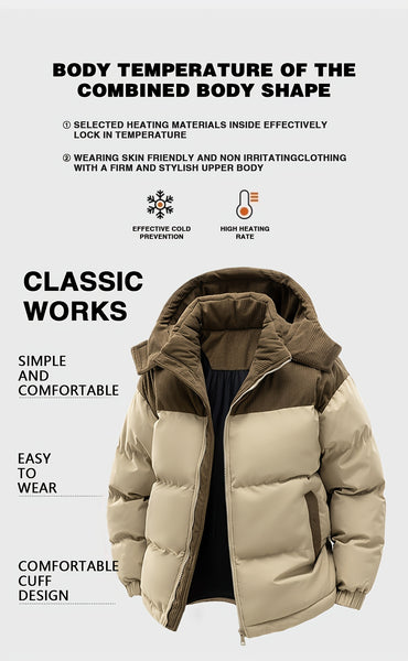 SIJIDOUPick:Men's Winter Hooded Warm Padded Jacket Stylish Trendy Thickened Coat for Autumn/Winter