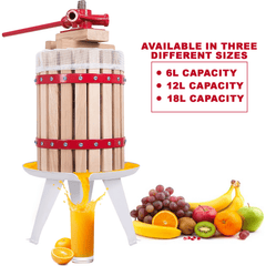 Fruit Press with Straining Bag & Steel Legs - Cider Making Kit - Manual Juice Maker for Apple Press, Grapes, Berries, Cider Press and Wine Juice Press