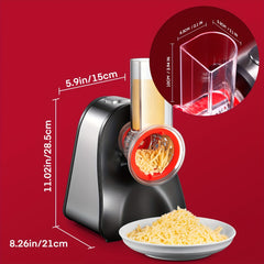 Electric Cheese Grater Salad Maker, Electric Grater for Vegetables, Cheeses And Nuts, Electric Slicer Shredder for Home Kitchen Use, One Touch Easy Control, Red