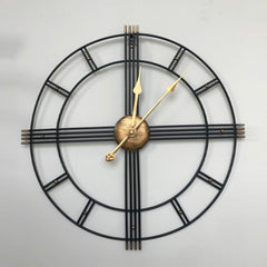 60cm Extra Large Retro Metal Skeleton Wall Clock, Outdoor Garden Clock, European-Style Creative Wrought Iron Round Wall Clock Roman Numerals Silent Non Ticking Unique Unusual Clock, Perfect for Living Room, Bedroom, Kitchen, Garden, Lounge, Hotel, Office