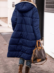 Winter New Women's Double-Sided Raglan Sleeve Hooded Jacket, Outdoor Street Style Casual Autumn Winter Long Warm Windproof Fashion Solid Color Slim Long Sleeve Padded Coat