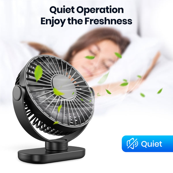 TOPK Mini USB Desk Fan, 3-Speed Adjustable Airflow, Low Noise Quiet Operation, 360° Flexible Rotation, Compact Portable Design for Home, Office & Bedroom