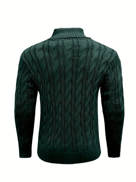 Men's Mature Business Sweater - New Autumn/Winter Lapel Ribbed Knitwear, Fashionable Solid Color Pullover, Suitable for Layering and Wearing Over Clothes