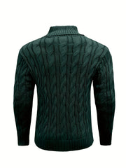 Men's Mature Business Sweater - New Autumn/Winter Lapel Ribbed Knitwear, Fashionable Solid Color Pullover, Suitable for Layering and Wearing Over Clothes