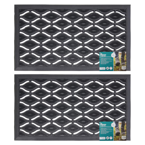 JVL Elipses Eyes Rubber Door Mat, 40 X 70 Cm - 2 Pack