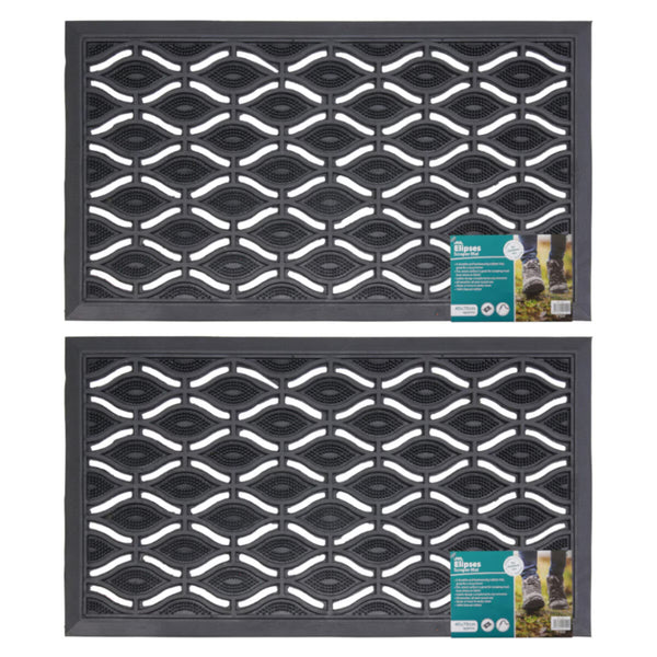 JVL Elipses Eyes Rubber Door Mat, 40 X 70 Cm - 2 Pack