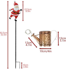 Christmas Santa Solar Kettle Lights Garden Lawn Christmas Lights Solar Santa Claus Watering Can with LED Light Kettle Ground Lamp for outside Patio Yard Christmas Gardening Gifts (Colorful Lights)