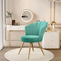 Modern Velvet Accent Chair With Back, Upholstered Vanity Chair For Makeup Room, Makeup Side Chair Desk Chair With Golden Metal Legs For Bedroom Living Room
