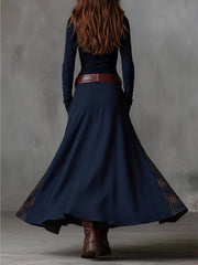 A Retro-Style Maxi Dress Featuring a Stand Collar, Single-Breasted Buttons, And a Waist-Cinched Design with Pockets And a, Adorned with Contrasting Check Patterns, Ideal for Daily Wear And Vintage-Themed Events