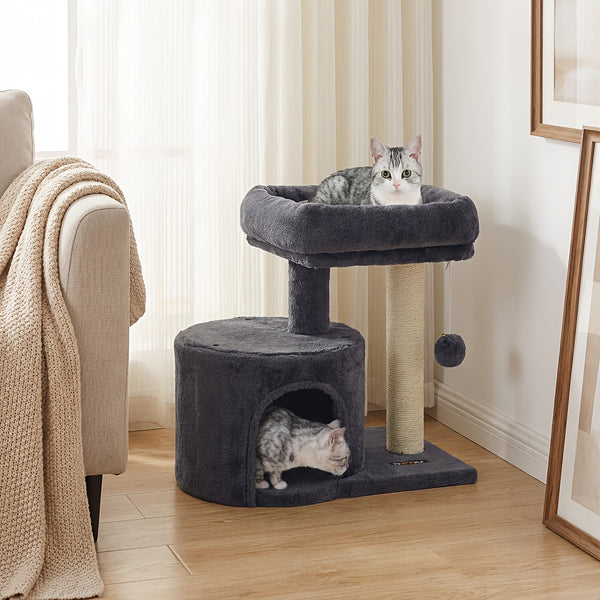Cat Condo with Sisal Scratching Post, Bed, Smokey, Light
