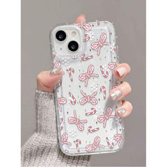 Phone case: 1 Christmas Candy Cane& Bow Transparent Full Coverage Anti-Slip Phone Case Compatible with iPhone 11, 12, XR, 13, 13 Pro, 13 Pro Max, 14, 14 Pro, 14 Pro Max, 15, 15 Pro, 15 Plus, 15 Pro Max, 16, 16 Pro, 16 Plus, 16 Pro Max, 17.