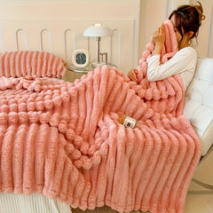1pc Thickened Blanket Soft And Comfortable Faux Rabbit Hair Reversible Blanket Thermal Fleece Blanket Nap Blanket Air Conditioning Blanket Office Outdoor Camping Gift Blanket Perfect For All Seasons