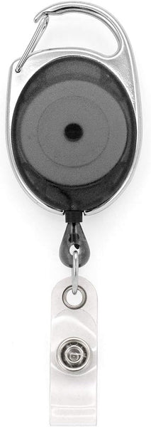 Retractable Lanyard and Badge Holder Trio Triple Pack by Lanyardstomorrow - Set Includes a Single Plain Lanyard, Extendable Carabiner Yoyo Reel Clip and Rigid ID Card Holder (Black)