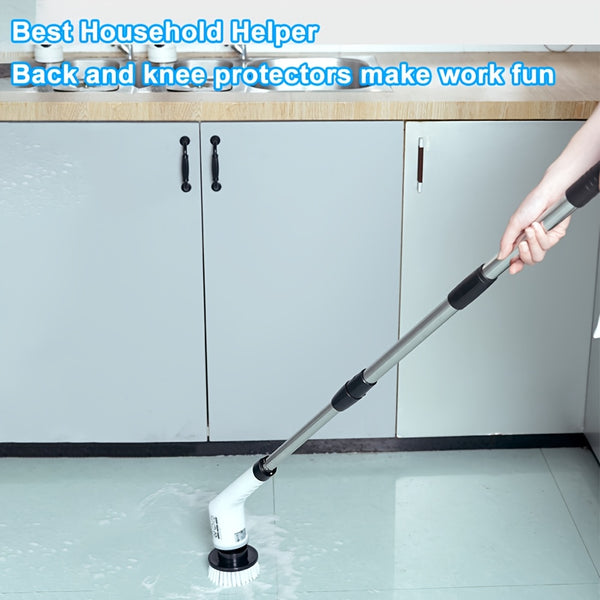 Electric Spin Scrubber, a Powerful Cleaning Brush Featuring an Adjustable Extension Handle, Offers Two-Speed Settings And Comes with Nine Interchangeable Brush Heads for Cleaning Bathrooms And Kitchens