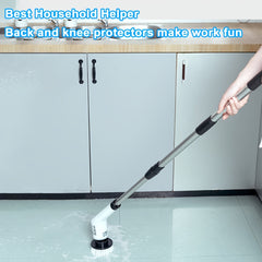 Electric Spin Scrubber, a Powerful Cleaning Brush Featuring an Adjustable Extension Handle, Offers Two-Speed Settings And Comes with Nine Interchangeable Brush Heads for Cleaning Bathrooms And Kitchens