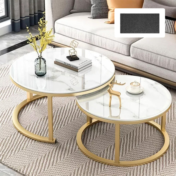 Set of 2 Round Nesting Coffee Tables - Stackable Modern Side Tables for Living Room, Space-Saving Sofa End Tables, Contemporary Home Decor
