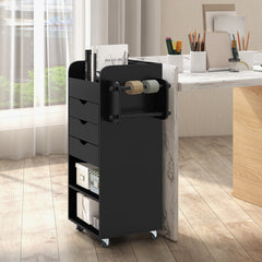 GOFLAME Rolling Storage Cart, Mobile Storage Cabinet with 3 Drawers, 2 Open Shelves, 2 Dowel Rods, Craft Utility Cart for Home, Office, Kitchen, Bathroom