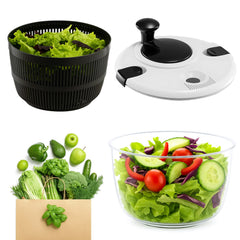 Salad Spinner 3.5 Litre Plastic Lettuce Dryer Vegetable Washer with Non-Slip Base, Dual Function Serving Bowl Strainer Easy One Hand Operation for Healthy Eating