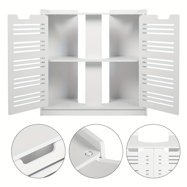Under Sink Bathroom Cabinet, White Basin Cabinet, Bathroom Under Sink Bathroom Storage Units Freestanding, Wood Plastic Board Bathroom Storage Unit, 59.94X29.97X58.42cm