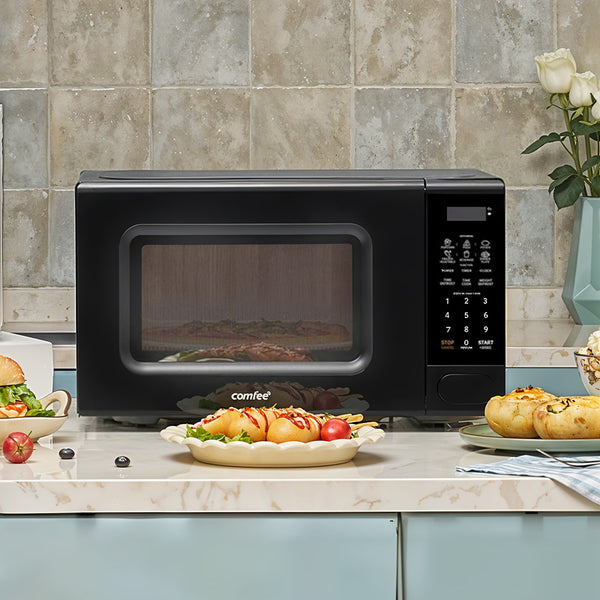 Midea COMFEE' 700W 20 Litre Digital Microwave Oven: Functional & Stylish for Any Kitchen, with 6 One-Touch Cooking Presets, Express Cook, 11 Power Levels, Defrost, Memory Function - Black