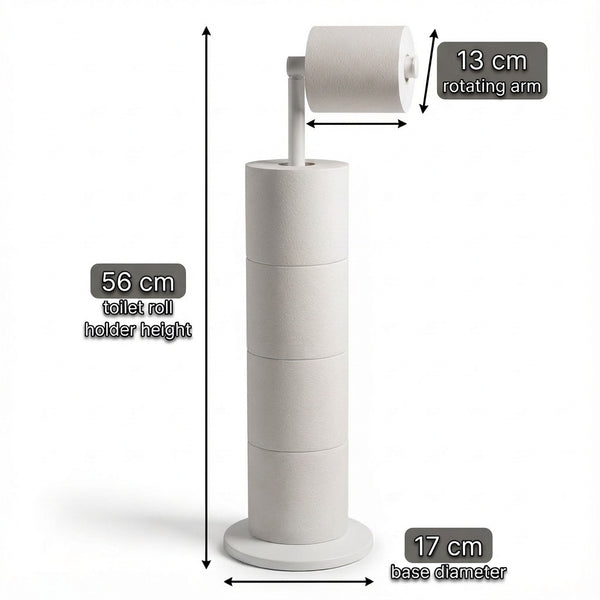 ZISH Toilet Roll Holder Free Standing - Stainless Steel Bathroom Toilet Paper Organizer and Dispenser - No Drill Toilet Roll Stand Freestanding - Up to 5 Toilet Roll Storage