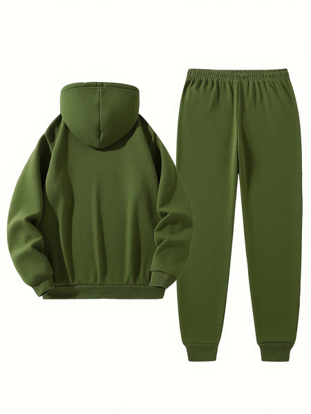 2pcs Cartoon NORWAY Letter Drawstring Hoodie and Sports Trousers Set | Casual Hooded, Slight Stretch Fabric, Patterned, Loose Fit for Men, Ideal for Fall/Winter