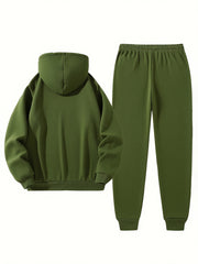 2pcs Cartoon NORWAY Letter Drawstring Hoodie and Sports Trousers Set | Casual Hooded, Slight Stretch Fabric, Patterned, Loose Fit for Men, Ideal for Fall/Winter
