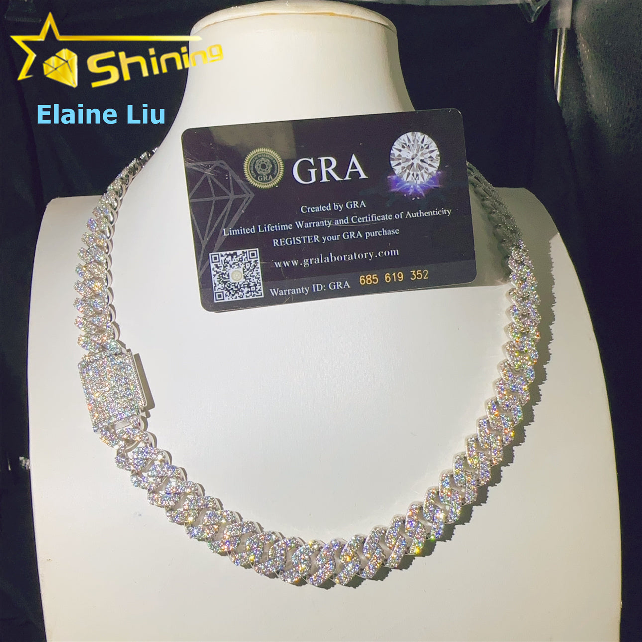 Authentic 925 Silver moissanite Cuban Chain | High-End Streetwear Item, Elegant Style, 18K Gold Plated for Valentine'S Day