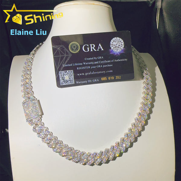 Authentic 925 Silver moissanite Cuban Chain | High-End Streetwear Item, Elegant Style, 18K Gold Plated for Valentine'S Day