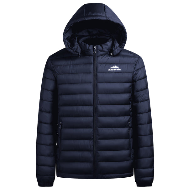Men's winter Windproof warm Jacket hooded and detachable casual jacket, Men's Fashionable Quilted, Machine Washable - Heavy-Duty Cold Weather Coat, Men's Winter Outdoor Activities Slightly High Quality Jacket High Quality Business Black Jacket.