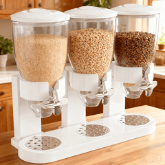 Triple Food Dispenser 3x 2L Cereal Container Countertop Dry Food Dispenser for Nuts Granola Cereal