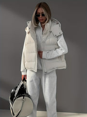 Women'S Plain Color Basic Daily Insulated Puffer Vest