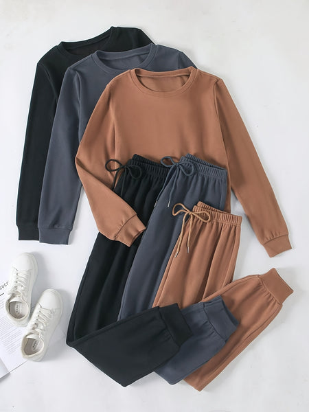 3pcs Women's Sportswear Set, Long Sleeve and Long Pants, Made of Fabric