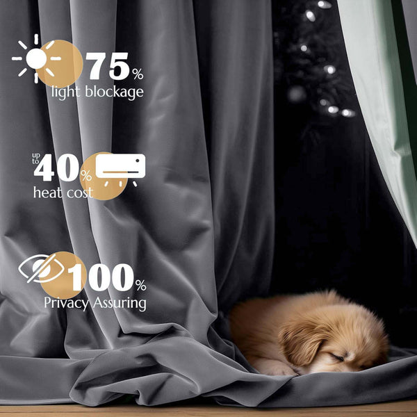 2pcs Premium Velvet Blackout Curtains – High-Quality Thermal Insulated Room Darkening Window Drapes, Light-Blocking Rod Pocket Curtains for Living Room Decor, Bedroom, Machine Washable Home Decorations