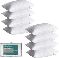 Adam Home Pillows 4 Pack Hotel Quality Side Sleeper Bounce Back Bed Pillow Hypoallergenic & anti Dust Mite Resistant Premium Filled Hotel Pillows Pack of 4