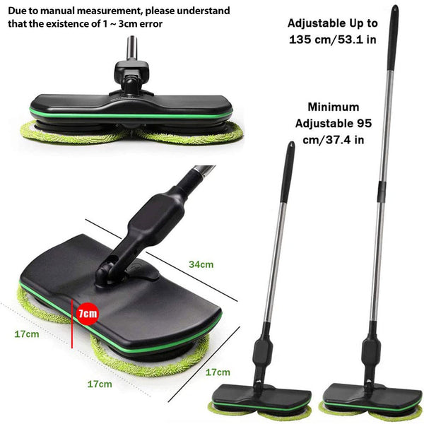 Electric Cordless Mop with Spinning Polisher & Scouring Pads - 360° Rotating Head, Dual-Speed Control, Ergonomic Handle & Telescopic Pole for Hardwood, Tile, PVC Floors - Wet/Dry Cleaning, Scratch-Free Surface Safe, Cordless & Portable Design for Ho